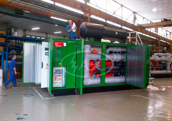 Низкошумная газопоршневая электростанция в кожухе